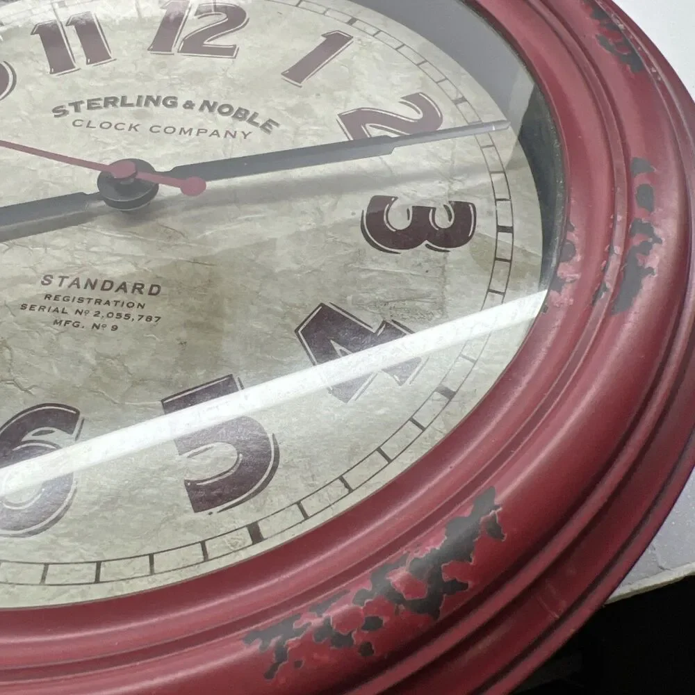 Vintage Sterling &Noble Clock Company Maroon Standard Rustic #2,055,757 MFG. #9